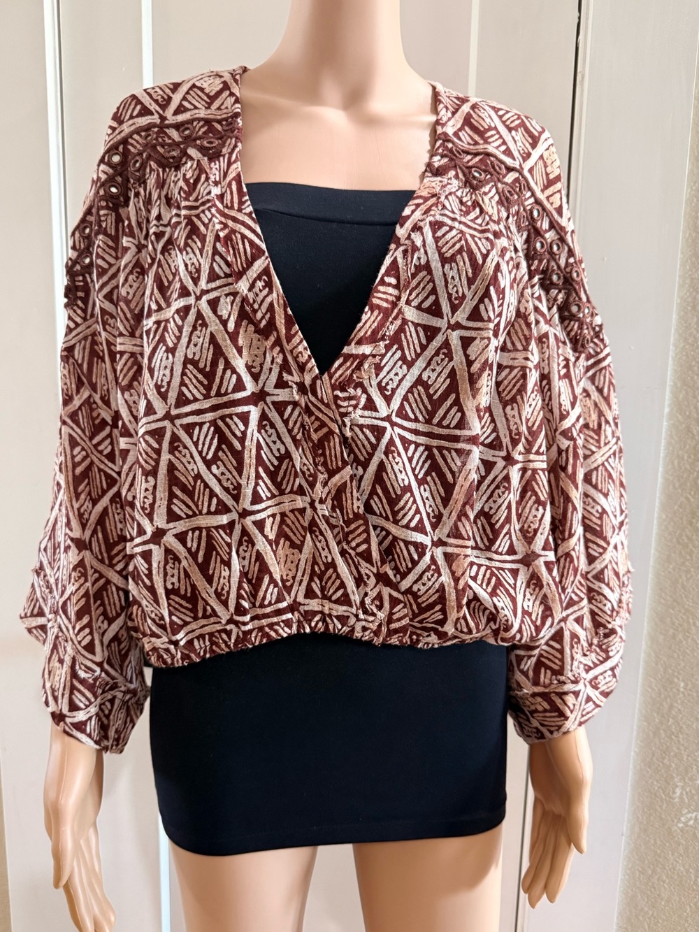 Free People Waverly Wrap Cropped Blouse Size M